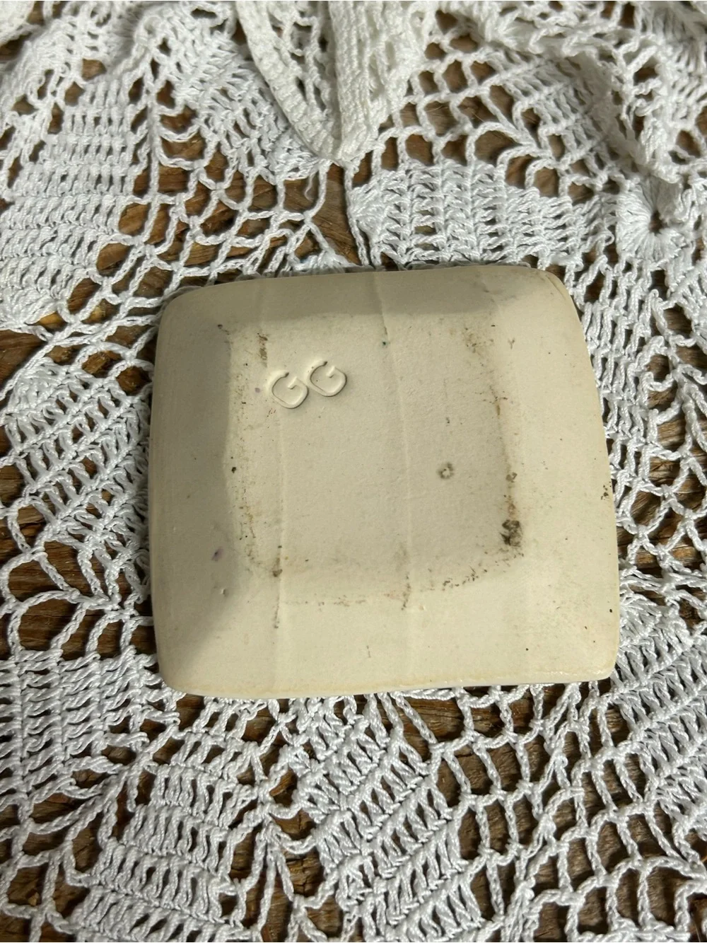 Cream Ceramic Jewelry Tray with Pink & Green Accents